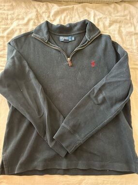 Polo by Ralph Lauren Black Quarter-Zip Crewneck with Red Pony
